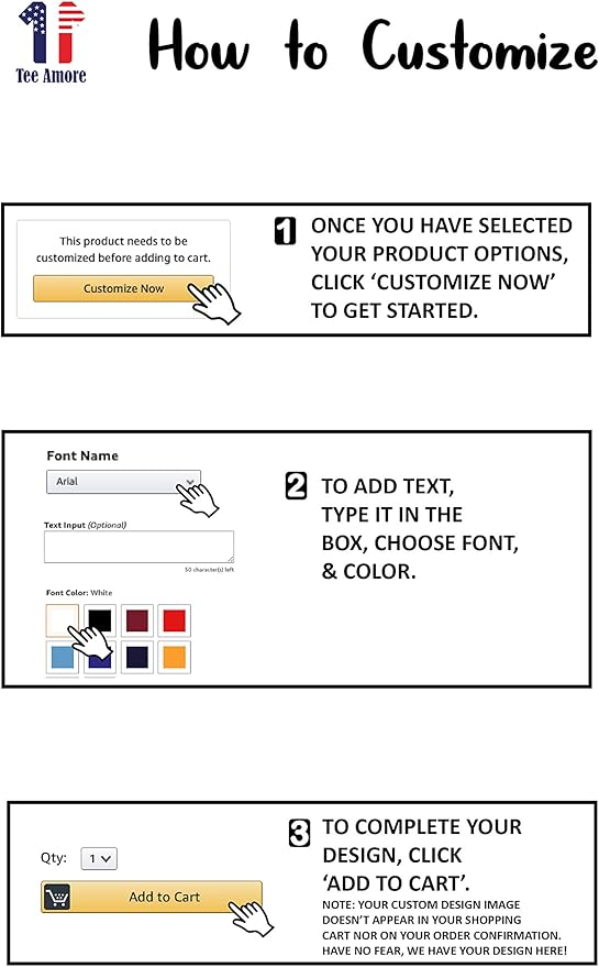 TEEAMORE Custom Front & Back Print T-Shirt Hoodie Sweatshirt Long Sleeve Tank Top with Your Image for Men Women Kids Baby