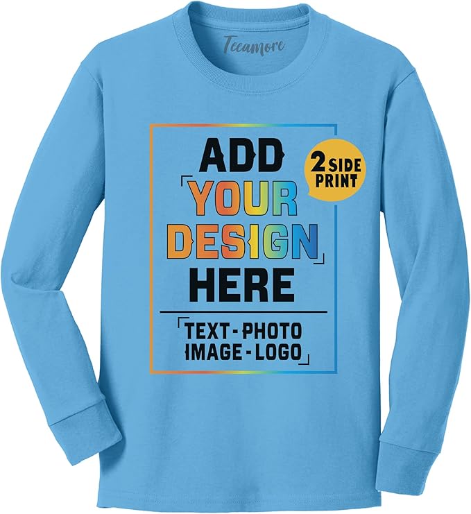 TEEAMORE Custom Front & Back Print T-Shirt Hoodie Sweatshirt Long Sleeve Tank Top with Your Image for Men Women Kids Baby