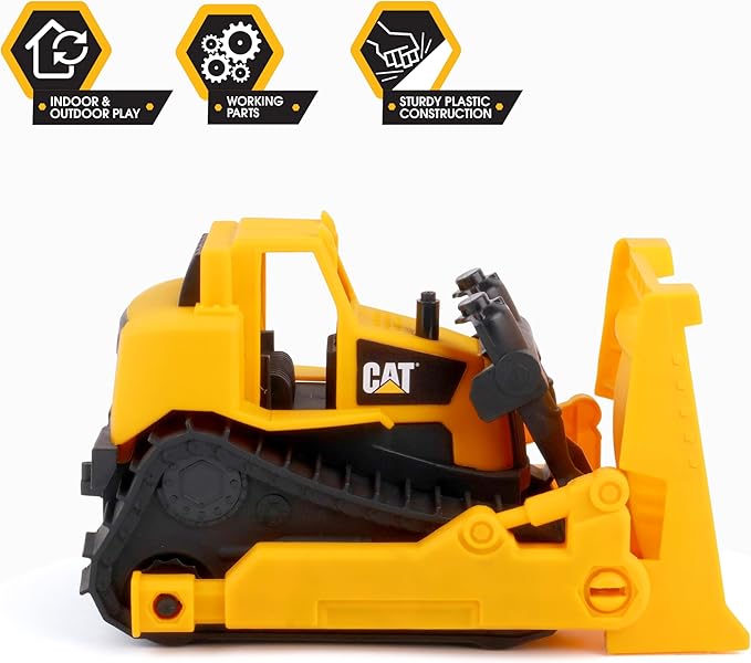 Cat Construction Fleet 10” Bulldozer Toy – Heavy‑Duty Plastic, Working Blade & Free‑Rolling Wheels, Indoor/Outdoor Sandbox Vehicle for Toddlers & Kids Ages 2 +