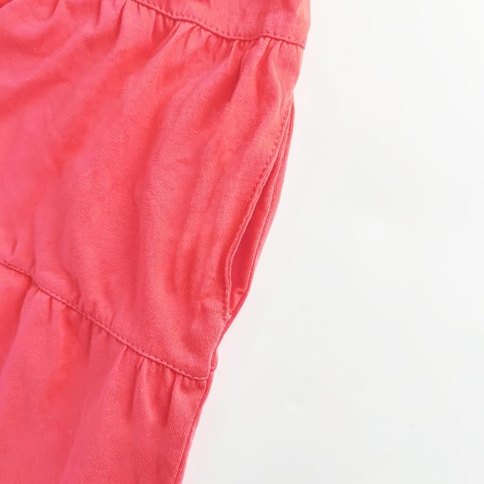 Bumeex Girl's Dresses Cotton Ruffle Sleeve Tiered Swing A-Line Cute Midi Casual Sundress