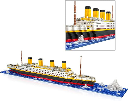 Mini Blocks Titanic Ship Model Kit, Titanic Ship Toy Titanic Building Block Set, Titanic Toys for Kids Mini Bricks 3D Puzzle DIY Educational Titanic Toys for Kids Adults（1878PCS）