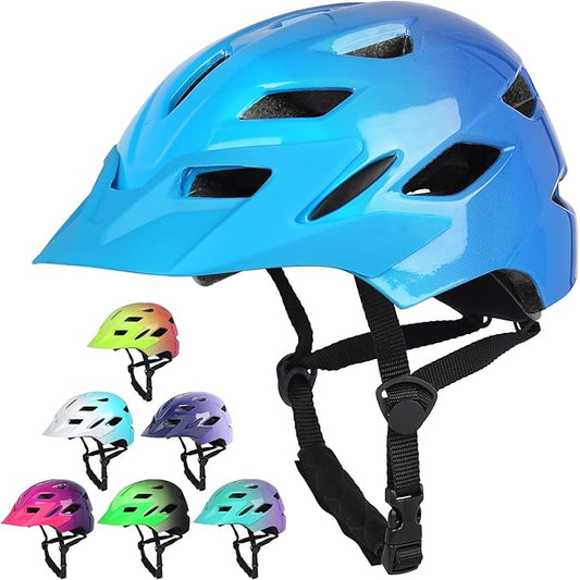 Kids Bike Helmet,Bavilk Kids Boys Girls Bike Helmets with LED Light Detachable Visor Children Youth Teen Multi-Sport for Skating Cycling Scooter Skateboard Adjustable & Lightweight 19.7"-22.4"