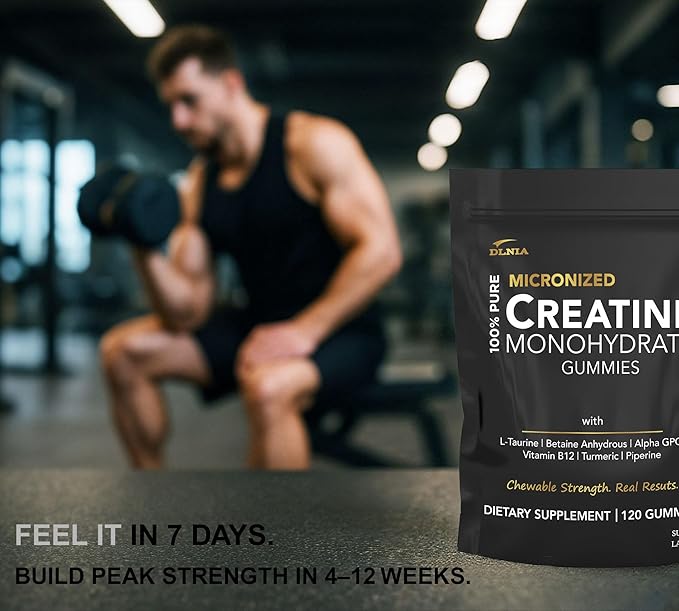 Creatine Monohydrate Gummies for Men & Women - Sugar Free & Vegan Advanced Formula W/L-Taurine + Vitamin B12 - for Muscle Strength, Muscles Builder, Recovery, Energy Boost, Pre-Workout Supplement