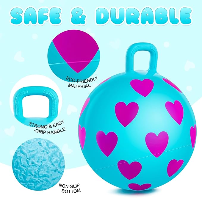 PlayZap Hopper Balls for Kids 3-6, Bouncy Ball with Handle, Inflatable Bouncing Hopper, Garden Hopping Toys Girls Boys Gifts