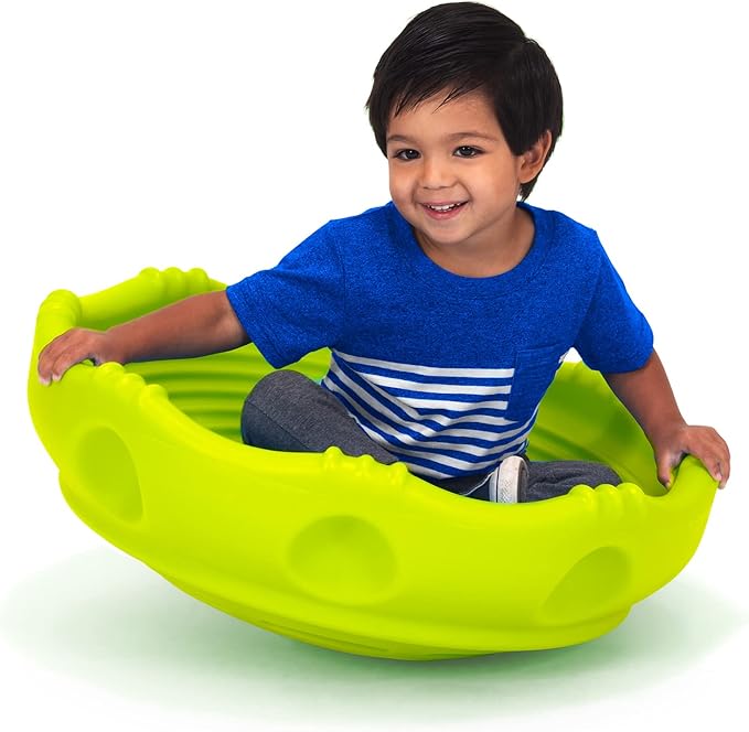 Simplay3 Two Sided Rock Around Wobble Disk and Climbing Dome for Toddlers and Kids - Rocking and Climbing - Indoor/Outdoor - Yellow/Green, Made in USA (1 Pack)