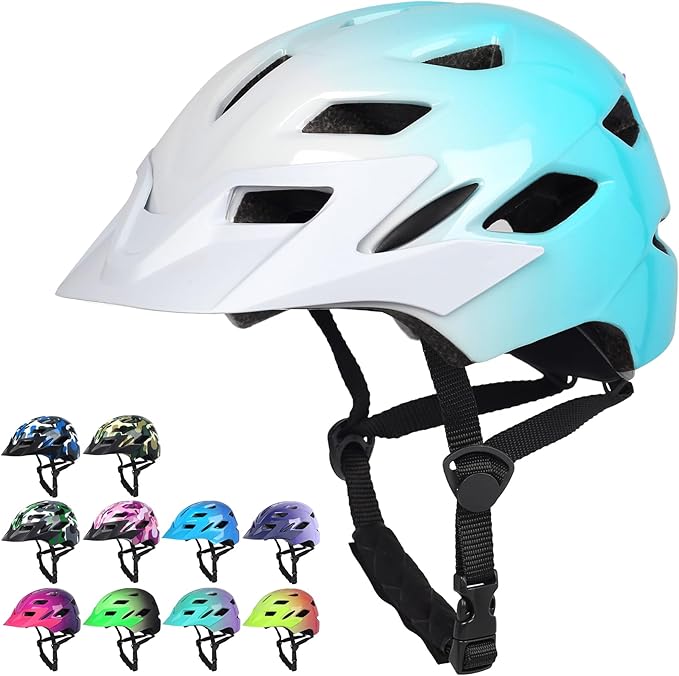 Kids Bike Helmet,Bavilk Kids Boys Girls Bike Helmets with LED Light Detachable Visor Children Youth Teen Multi-Sport for Skating Cycling Scooter Skateboard Adjustable & Lightweight 19.7"-22.4"
