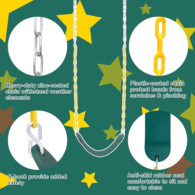 ZNCMRR Tree Swing Climbing Rope, Heavy Duty Swings Seat Replacement for Kids Disc Rope Climbing Swing Seat for Tree Indoor Outdoor Playground Swings Set Accessories(Green)