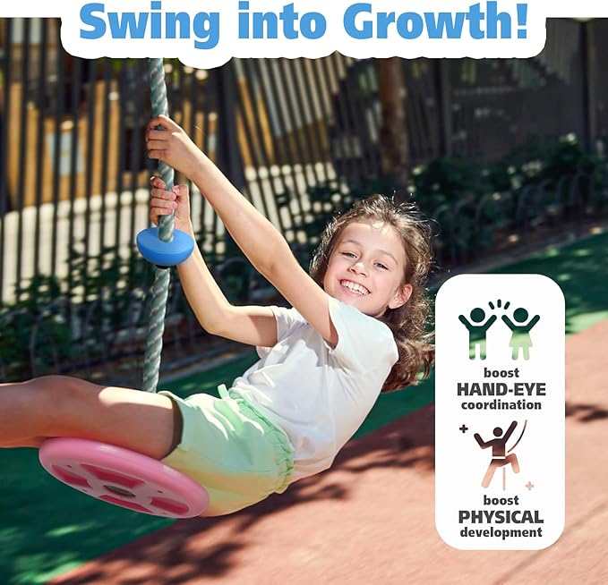 ZNCMRR Tree Swings for Kids Outdoor Rope Swing for Tree Climbing Rope for Kids Disc Swing Indoor Outdoor Swing Set Accessories(Candy Pink)