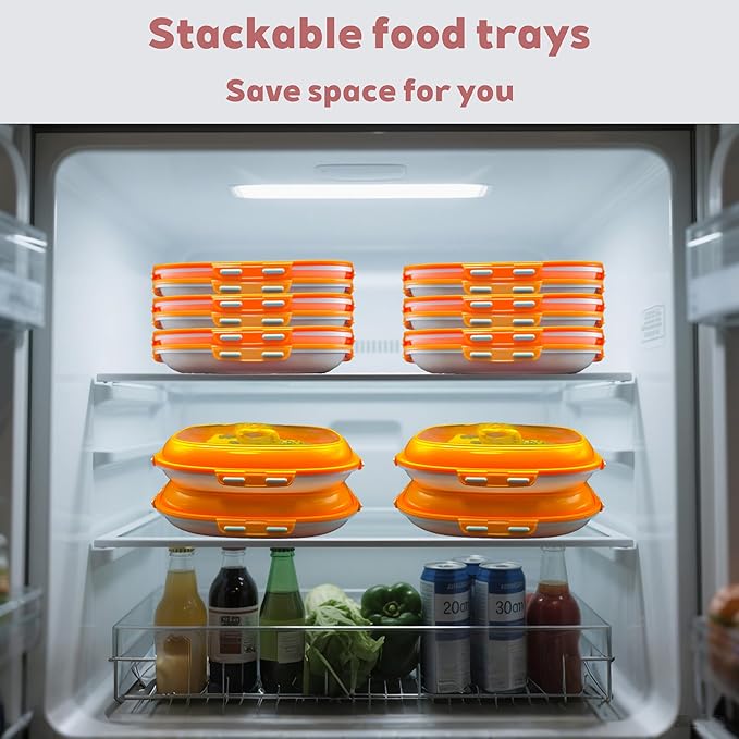 2-Pack Snack Containers and Portable Snack Tray with Reversible Stretch Lid, BPA-Free Reusable Containers for Food Storage, Freezer & Dishwasher Safe, Ideal for Charcuterie, Salad, Picnic