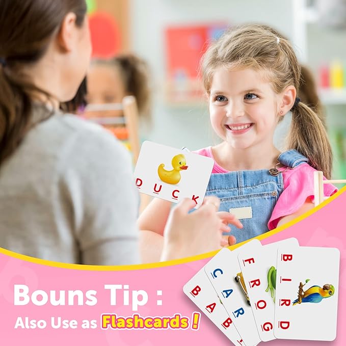 LIWIN LET'S GO! Toys for 3-8 Year Olds Girls, Matching Letter Spelling Games for Kids Ages 3-8 Preschool Learning Educational Toys for Kids Birthday Gifts for 3-8 Year Olds Girls Pink