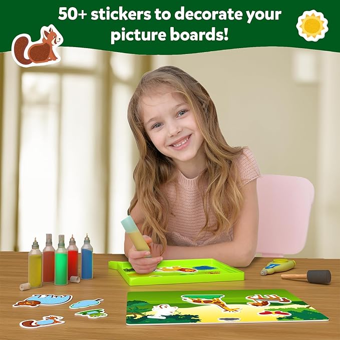 Skillmatics Sand Art Activity - Mess-Controlled DIY Animal Craft Kit with 50+ Colorful Stickers, Creative Arts & Crafts for Kids, Fun Hands-On Activity, Gifts for Ages 4, 5, 6, 7, 8, 9, 10