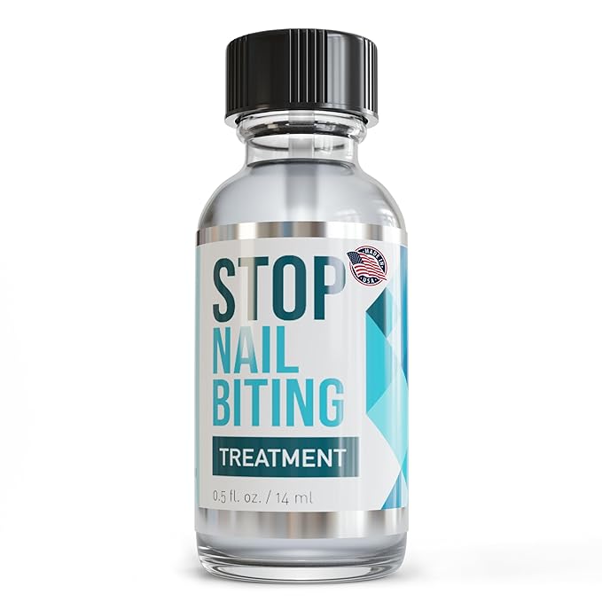 Stop Nail Biting Treatment - Clear, Bitter-Tasting Nail Polish To Stop Nail-Biting - Easy To Apply and Safe For Children - Nail Strengthener Solution - Nail Care for Healthy Nail Growth (0.5 fl oz)