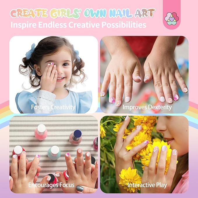 SAVILAND 3D Press on Nails for Kids: 7 Pack Kids Press on Nails for 5-9 Years Pre Glue Full Cover Short Kids Fake Nails Stick On Children Artificial False Nail Tips Fingernails Christmas Gifts for Kid