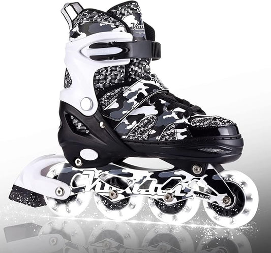 Kuxuan Boys Adjustable Inline Skates with Light up Wheels, Fun Illuminating Skates for Kids Girls Youth
