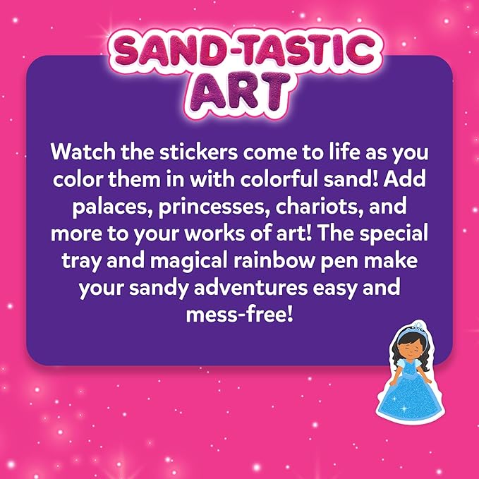 Skillmatics Sand Art Activity - Mess-Controlled DIY Unicorn & Princess Craft Kit with 50+ Colorful Stickers, Creative Arts & Crafts for Kids, Fun Hands-On Activity, Gifts for Ages 4, 5, 6, 7, 8, 9, 10