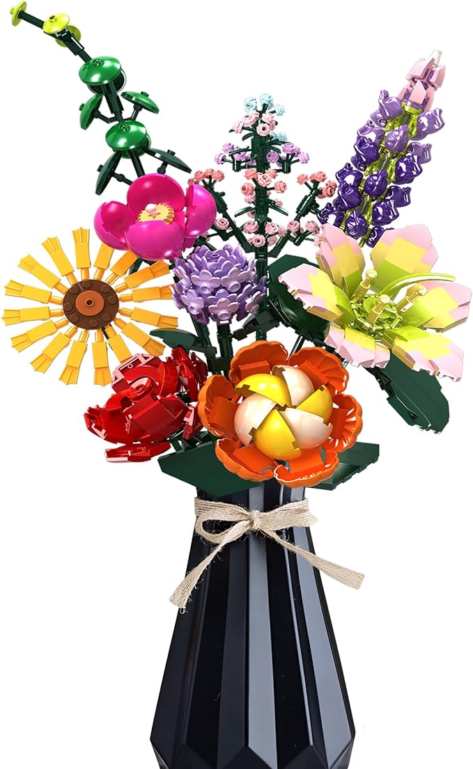 Flowers Bouquet Building Toy, Flower Botanical Collection Building Set for Kids, Girls, Women - Office, Home Decor Gift for Mother's Day, Valentine's Day, Birthday, Christmas - 845PCS