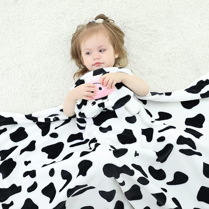 Baby Bath & Hooded Towels Kid Wearable Hoodie Blanket Baby Towels with Hood Soft Cozy Flannel Toddler Bath Towel Gifts for Boys Girls(Dairy Cow 50 * 40)