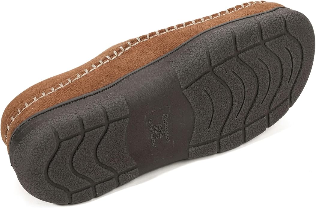 Zigzagger Men's Slip On Moccasin Slippers, Indoor/Outdoor Warm Fuzzy Comfy House Shoes, Fluffy Wide Loafer Slippers