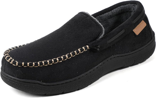 Zigzagger Men's Moccasin Slippers Memory Foam House Shoes, Indoor and Outdoor Warm Loafer Slippers