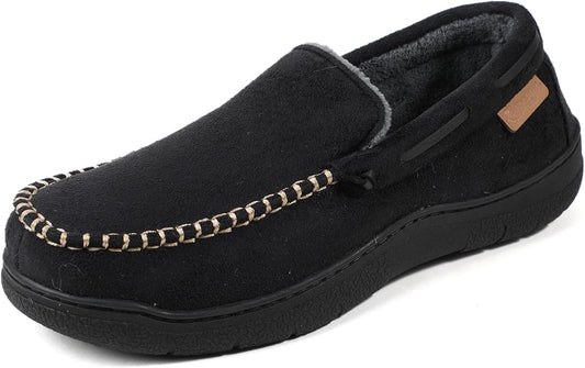 Zigzagger Men's Moccasin Slippers Memory Foam House Shoes, Indoor and Outdoor Warm Loafer Slippers