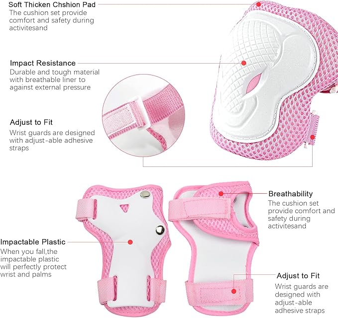 Kids Bike Helmet for 3-5-8-14+ Age Girls and Boys, Kids Helmet with Knee Pads Elbow Pads Wrist Guards,Ventilation Multi-Sport Scooter Roller Skate Rollerblading Skateboarding Climbing Cycling