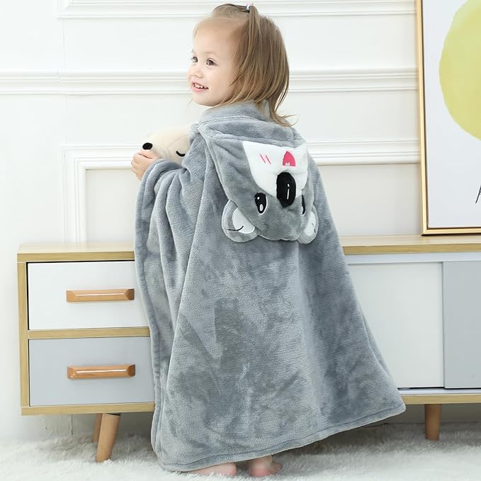 Baby Bath & Hooded Towels Kid Wearable Hoodie Blanket Baby Towels with Hood Soft Cozy Flannel Toddler Bath Towel Gifts for Boys Girls(Koala 50 * 40)