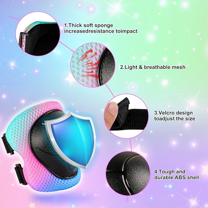 Kids Bike Helmet for 3-5-8-14+ Age Girls and Boys, Kids Helmet with Knee Pads Elbow Pads Wrist Guards,Ventilation Multi-Sport Scooter Roller Skate Rollerblading Skateboarding Climbing Cycling