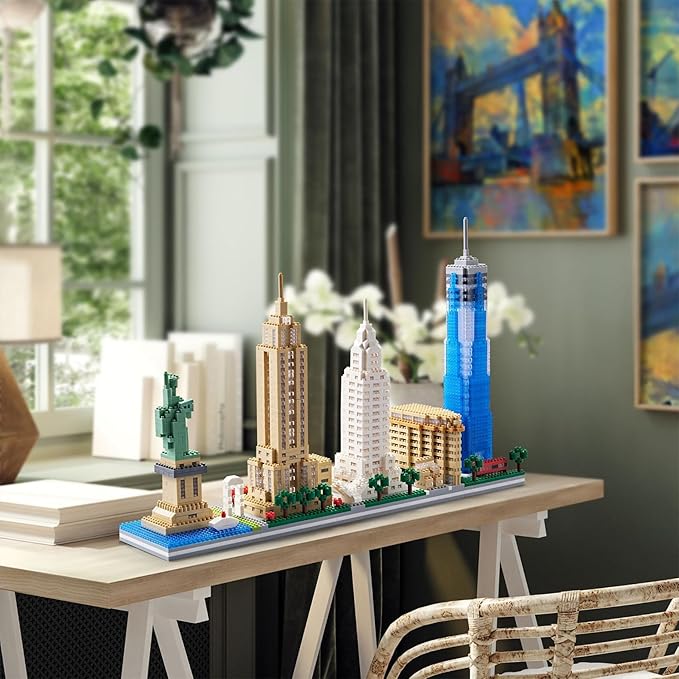 Building Blocks Set, Architecture Model New York Skylines Building Blocks 3452 PCS Micro Building Bricks Gift for Adults