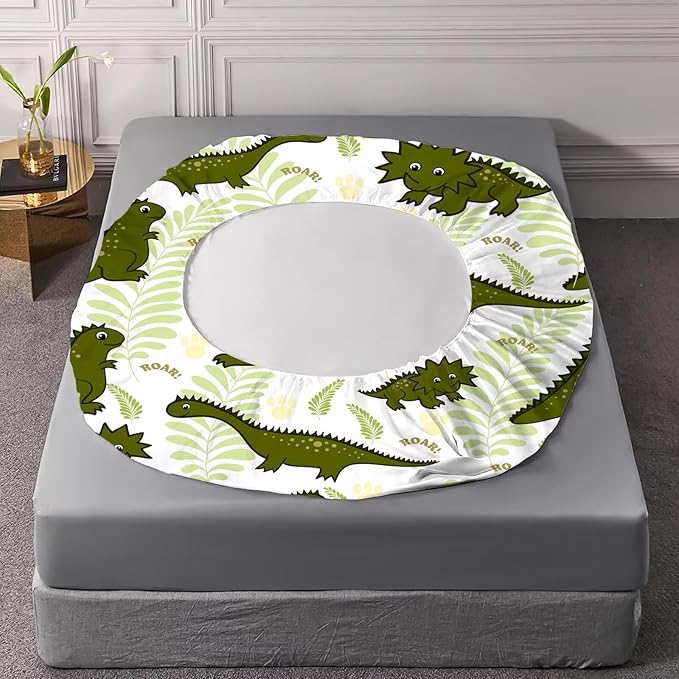 Dinosaur Sheets Set Full/Queen for Kids Cartoon Dinosaur Bedding Set for Boys Girls Room Decor Cute Dino Bed Set with 1 Flat Sheet 1 Fitted Sheet and 2 Pillowcases