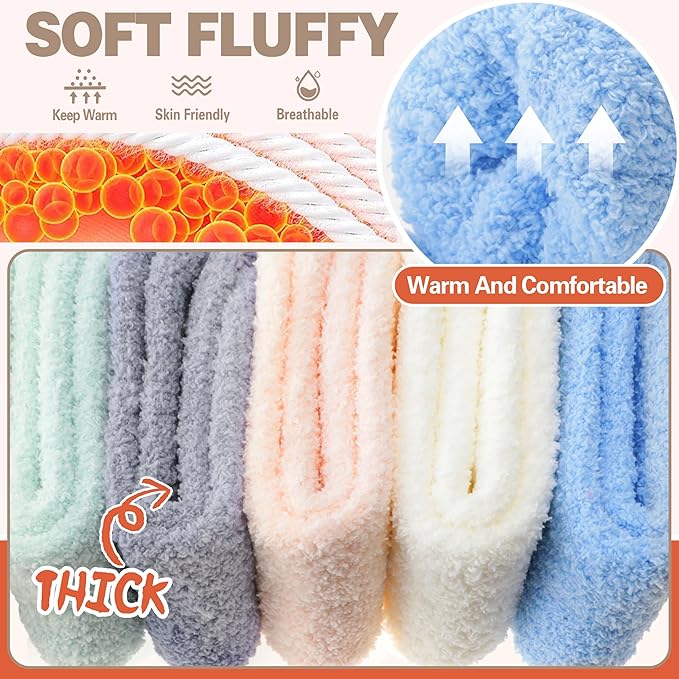 Fuzzy Socks Fluffy Thick Warm Winter Soft Cozy Plush Sleep Home Fleece Cabin Soft House Socks for Women Men