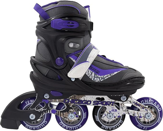 Chicago Kids Adjustable Inline Skates – High-Performance Rollerblades, Breathable Boot, 70mm Urethane Wheels, ABEC-3 Bearings, Secure Fit, Outdoor Fun