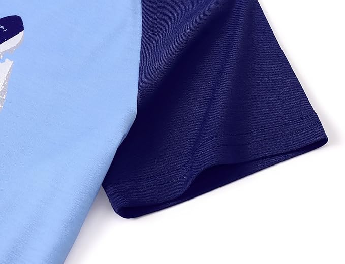 Tebbis Pajamas For Boys Fun Baseball Navy Blue Short Sleeves & Pants 2-Piece PJs Set Kid Comfy Sleepwear Size 6-18