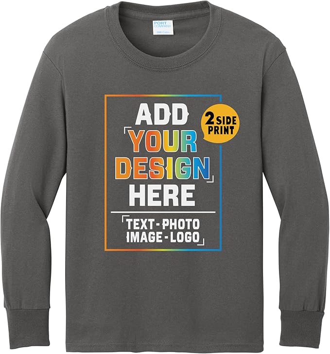 TEEAMORE Custom Front & Back Print T-Shirt Hoodie Sweatshirt Long Sleeve Tank Top with Your Image for Men Women Kids Baby