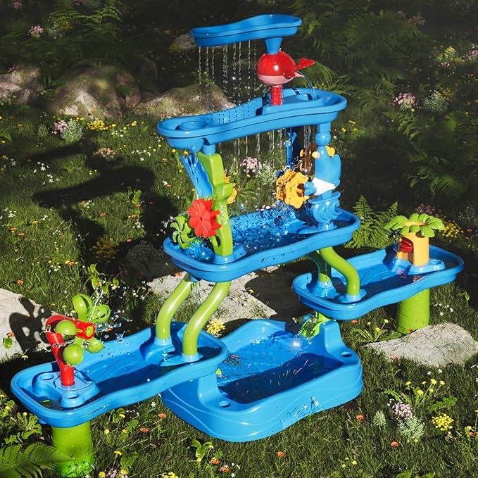 Kids Water Table for Toddlers Kids Ages 3-5 4-8, 5-Tier Water Table with Rich Activity Set, Summer Outdoor Beach Outside Backgard Sensory Toys for Kids Toddlers Boys Girls