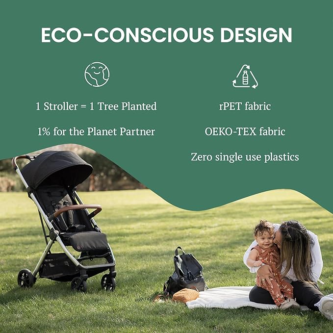 Bombi Bēbee V2 Lightweight Baby Stroller - Premium Vegan Leather, One-Hand Fold, Infinite Recline, Aircraft-Grade Aluminum Frame, XXL Canopy, and Ample Storage Umbrella Stroller - Desert Berry