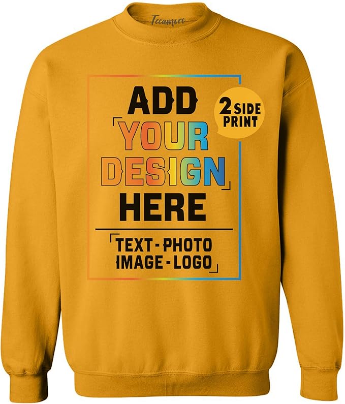 TEEAMORE Custom Front & Back Print T-Shirt Hoodie Sweatshirt Long Sleeve Tank Top with Your Image for Men Women Kids Baby