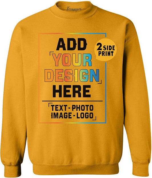 TEEAMORE Custom Front & Back Print T-Shirt Hoodie Sweatshirt Long Sleeve Tank Top with Your Image for Men Women Kids Baby