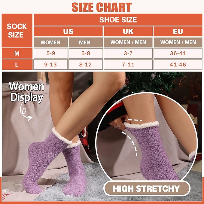 Fuzzy Socks Fluffy Thick Warm Winter Soft Cozy Plush Sleep Home Fleece Cabin Soft House Socks for Women Men