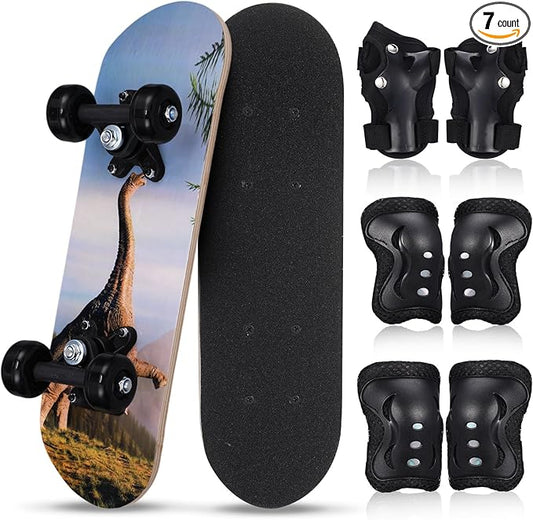 Honoson 7 Pcs Skateboard for Toddlers Beginners Knee Elbow Pads Wrist Guards Gear Set