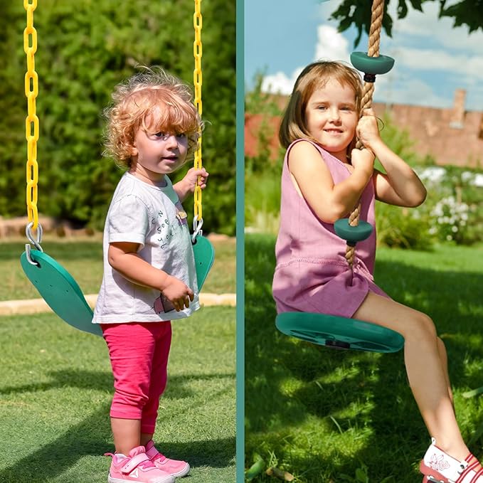 ZNCMRR Tree Swing Climbing Rope, Heavy Duty Swings Seat Replacement for Kids Disc Rope Climbing Swing Seat for Tree Indoor Outdoor Playground Swings Set Accessories(Green)