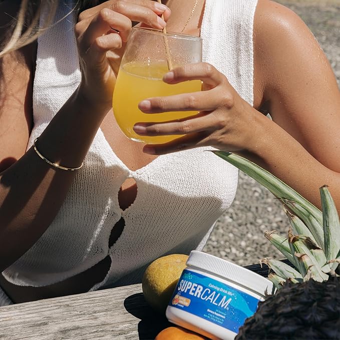 Nello Supercalm Powdered Drink Mix, Tropical Tangerine, L Theanine, Ksm-66 Ashwagandha, Magnesium Glycinate, Vitamin D 3, Supplements for Relaxation & Focus, Natural, No Sugar, Non GMO, 30 Srvg