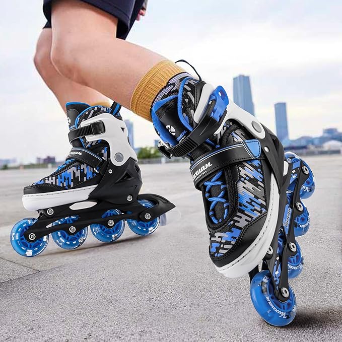 Adjustable Inline Skates for Kids and Teens, Boys Girls Women Beginner Fun Illuminating Skates Outdoor and Indoor