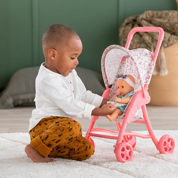 Corolle Baby Doll Stroller with Folding Canopy - Mon Premier Poupon Accessory fits 12" Dolls, for Kids Ages 18 Months and up
