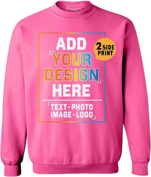 TEEAMORE Custom Front & Back Print T-Shirt Hoodie Sweatshirt Long Sleeve Tank Top with Your Image for Men Women Kids Baby