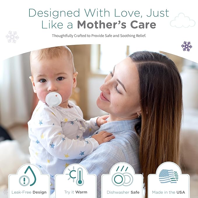 Freezable Pacifier for Baby Teething Relief - Safe Infant Teether with Cooling Effect - Easy to Clean, Medical Grade Soft Silicone - BPA Free - for Babies 0-9 Months - Made in USA