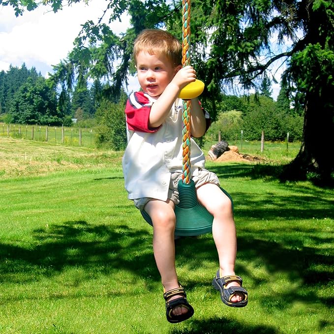 ZNCMRR Rope Swing for Tree Disc Swings Tree Swing for Kids Single Disc Seat and Climbing Rope for Kids Heavy Duty Swing Set for Backyard Playground Accessories Swingset Accessories Outdoor(Green)