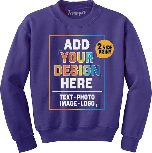 TEEAMORE Custom Front & Back Print T-Shirt Hoodie Sweatshirt Long Sleeve Tank Top with Your Image for Men Women Kids Baby