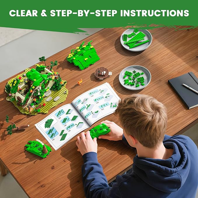 Dwarf Cabin Building Set with LED Light - Building Blocks for Adults, Collectible Display Piece for Home & Office Decor, DIY Fantasy House Model Kit for Teens