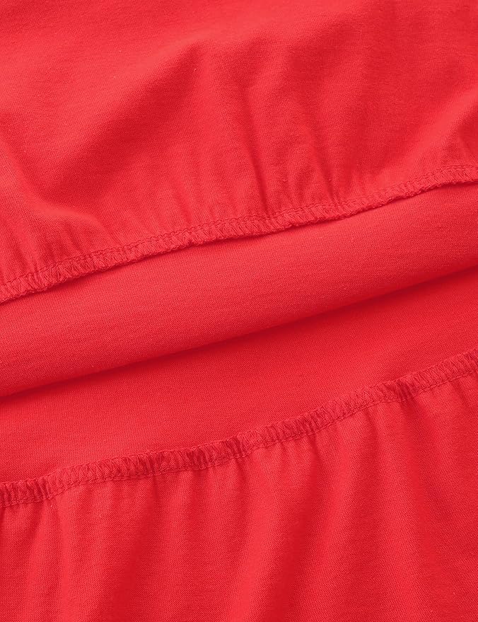 Bumeex Girl's Dresses Cotton Ruffle Sleeve Tiered Swing A-Line Cute Midi Casual Sundress