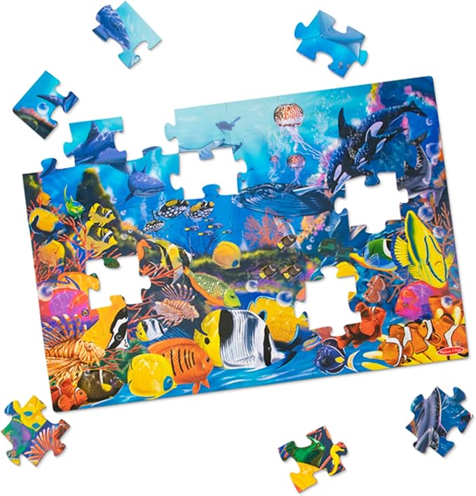 Melissa & Doug Underwater Ocean Floor Puzzle, 48 pc Jumbo Jigsaw Puzzle, Educational Screen Free Activity for Toddler, Preschoolers and Kids Ages 3+ (2 x 3 Feet) - FSC Certified